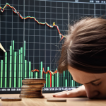 **

A person looking at a stock market chart with a sad expression, fixated on a previous high price point. Coins are scattered around, symbolizing financial loss. The background shows a faint, hopeful upward arrow that is ignored, representing the anchoring bias and clinging to past values. Style: Realistic, slightly desaturated colors.

**