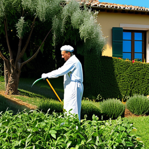 Home 17 Pruning Financial "Weeds"**
"A serene Italian garden scene. A gardener, dressed in professional attire (fully clothed, modest clothing), carefully pruning overgrown weeds (symbolizing debt) around thriving, healthy plants (representing investments). In the background, a traditional Tuscan villa under a sunny sky. The image conveys responsible financial management and prioritizing healthy growth. Safe for work, appropriate content, perfect anatomy, natural proportions, high quality, professional illustration."
**